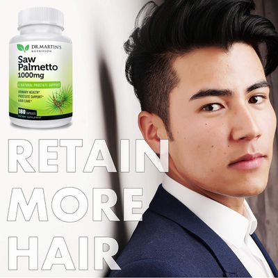 USA Grown Saw Palmetto 180 Capsules Prostate Health Supplement Hair Growth for Men Women Support to Help Maintain Normal Urination Frequency Natural DHT Blocker to Help Prevent Hair Loss