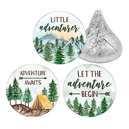 Little Adventurer Baby Shower Chocolate Kisses Candy Stickers, Adventure Awaits Stickers - 180 Count