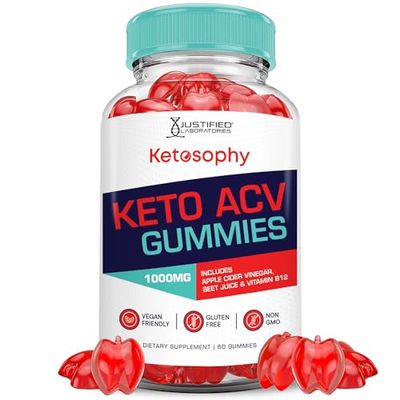 Ketosophy Keto ACV Gummies Advanced Formula 1000MG Ketosophy Keto Gummies Apple Cider Vinegar Formulated with Pomegranate Beet Juice Powder B12 Vegan Non GMO 60 Gummys