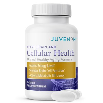 Juvenon Cellular Health Heart, Brain Supplement with Acetyl L-Carnitine and Biotin - Supports NAD Function, Energy Production, Mood, Revitalized Metabolism, Mental Focus Clarity 60 Tablets