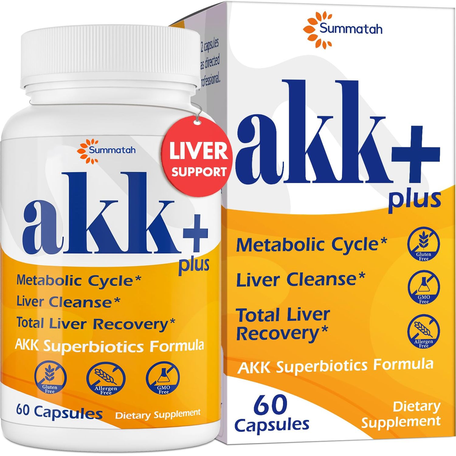 Akk Superbiotics Liver Detox - Akkermansia Probiotic 20 Billion Afu with Milk Thistle, Taraxasterol, GLP-1 Supplement, for Liver Cleanse Detox Repair Renew, Antioxidant, Gut, Skin Health, 60 Caps