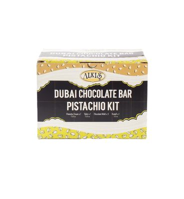 Alkis Dubai Chocolate Bar Pistachio Kit Does Not Contain Chocolate Bundle with 4 items : Pistachio Cream, Kataifi, Tahini, Silicone Chocolate Bar Molds Makes 4 Bars