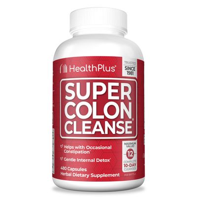Health Plus Super Colon Cleanse 120 Day Supply of Gentle Gut Cleanse Detox, Psyllium Husk, Probiotics for Constipation Relief Digestive Support, 480 Capsules