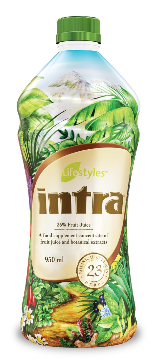 Intra Lifestyles Herbal Juice Drink - Botanical Beverage for Immune Support, Detox, Digestive Cardiovascular Health - 23 Botanical Extracts - Made in Canada 1 Bottle 950 mL 32 fl oz