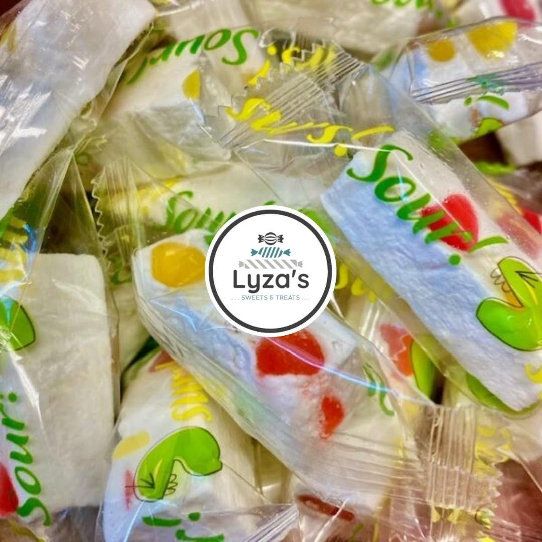 Italian Jujube Nougat Candies - Soft Chewy With Fruity Jelly Beans Gift - Bulk Bags By Lyzas Sweets Treats 2.2 LB, SOUR