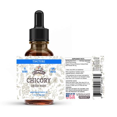 Chicory Tincture Extract, Organic Chicory Cichorium Intybus Dried Root for Loss of Appetite, Liver, and Gallbladder, Non-GMO in Cold-Pressed Organic Vegetable Glycerin, Florida Herbs Supplem
