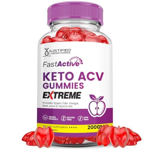 Fast Active Keto ACV Gummies Extreme 2000MG Fastactive Keto Gummies Apple Cider Vinegar Formulated with Pomegranate Beet Juice Powder B12 Vegan Non GMO 60 Gummys