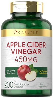 Carlyle Apple Cider Vinegar Capsules 450mg 200 Pills Non-GMO, Gluten Free Supplement