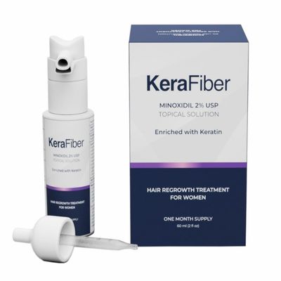 KeraFiber Minoxidil 2 for Women Hair Regrowth Treatment Enriched with Keratin Topical Solution for Hair Loss Thinning Hair 2 Fl Oz 60ml - 1 Month Supply