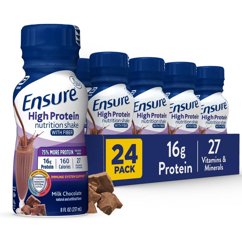 Ensure High Protein Milk Chocolate Nutrition Shake With Fiber  24 Pack