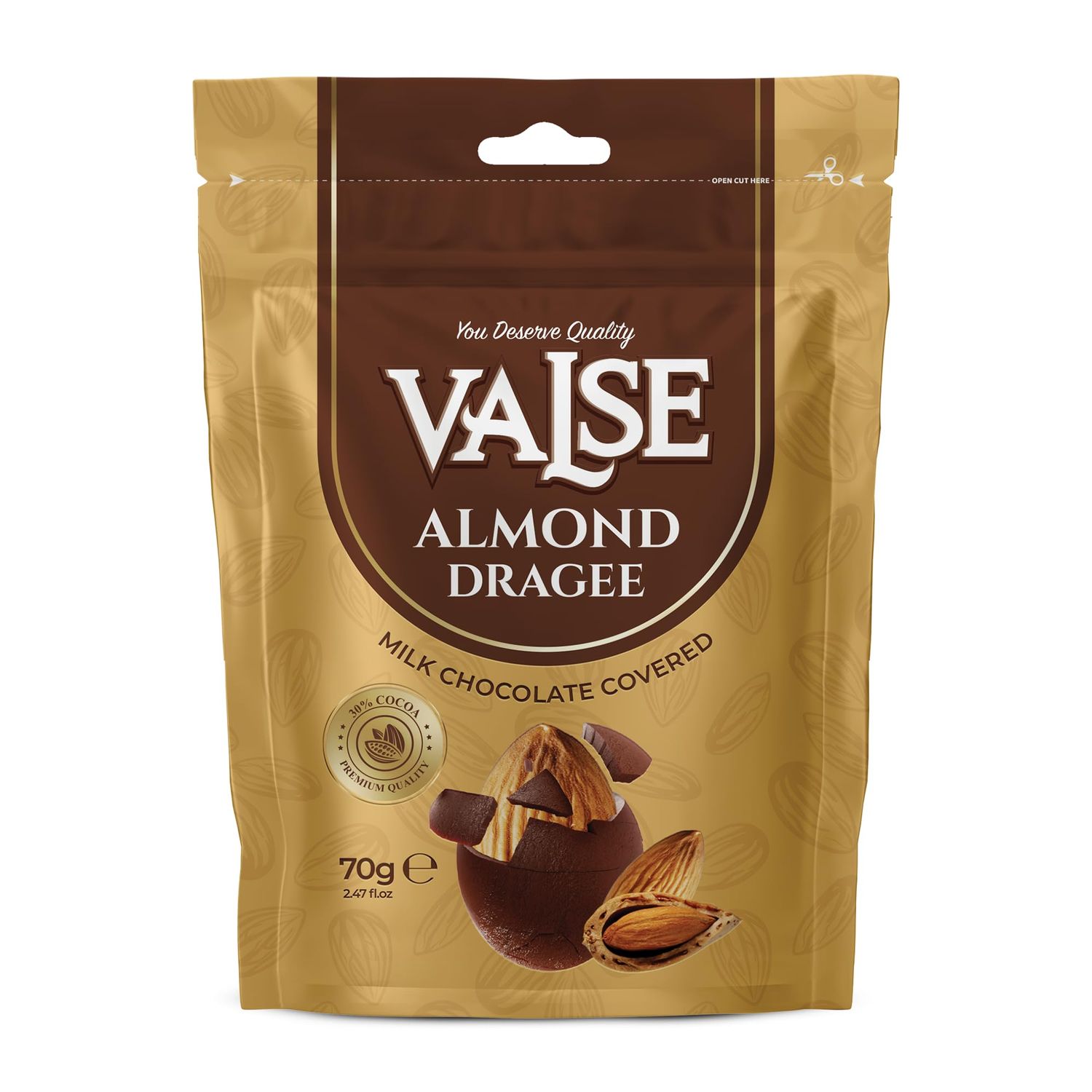 Chocolate Covered Almonds Dragee, Milk Chocolate Covered Freeze Dried Almonds Dragee, 2.47 oz Chocolate Covered Fruit, Chocolate Dipped Almonds Dragee (Mini, Almond)