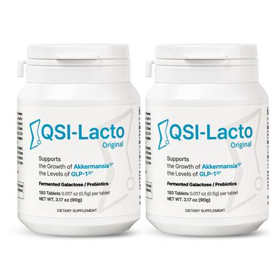 QSI-Lacto Original 2 Packs, 180 Servings, Naturally Supports GLP-1 Level Elevation, Galactose Included, Gut Health, Prebiotics, Chewable