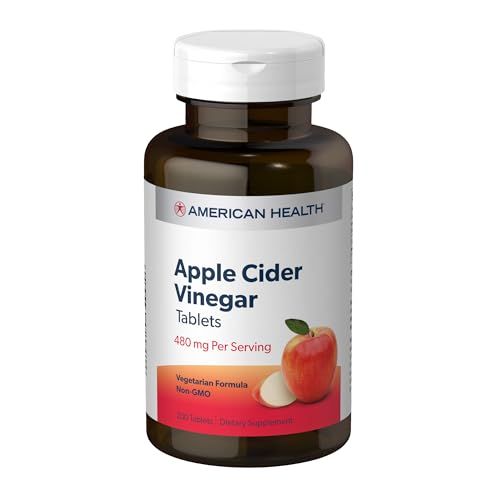 American Health Apple Cider Vinegar - 200 Tablets - 480 mg Per Serving - Non-GMO, Vegetarian, Gluten Free - 100 Servings