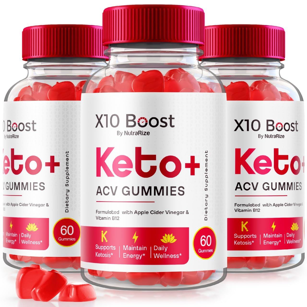 NutraRize Pack of 3 X10 Boost KetoACV Gummies Advanced Weight Loss, Reviews 180 Gummies