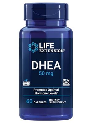 Life Extension DHEA 50 mg - Dehydroepiandrosterone - Supplement for Hormone Balance, Immune Support, Bone Cardiovascular Health, Anti-Aging - Gluten-Free, Non-GMO - 60 Capsules