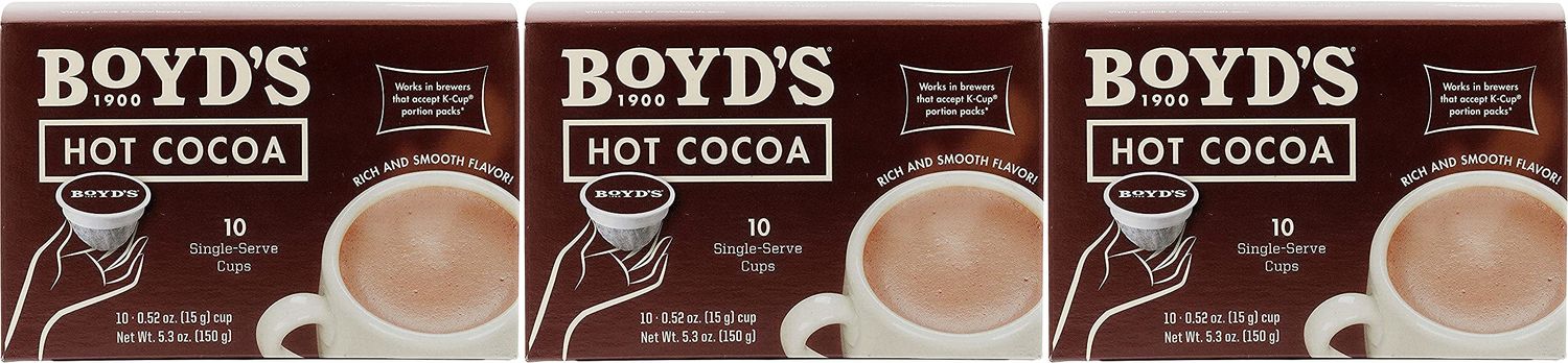 Boyds Coffee Hot Cocoa Single Serve Pods 10 Count, Pack of 3 30 Pods