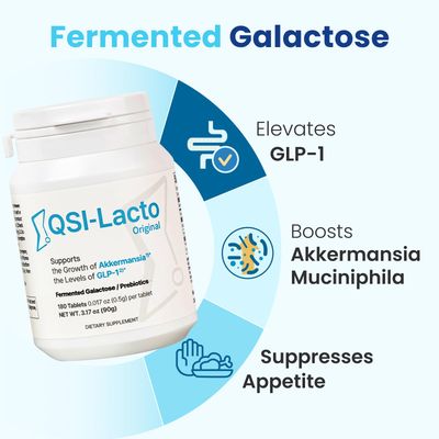 QSI-Lacto Original 2 Packs, 180 Servings, Naturally Supports GLP-1 Level Elevation, Galactose Included, Gut Health, Prebiotics, Chewable