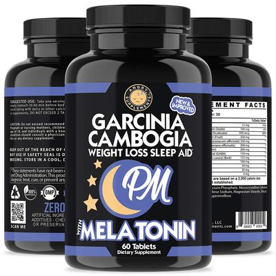Garcinia Cambogia PM Weight Loss Sleep, All Natural Supplement wValerian Root Melatonin to Help Burn Fat Overnight, Night Time Appetite Suppressant, Vegetarian Formula 1-Bottle