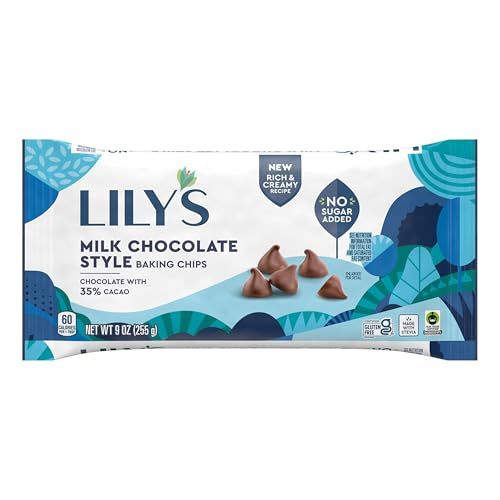 LILYS Milk Chocolate Style No Sugar Added, Baking Chips Bag, 9 oz