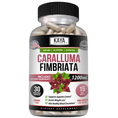 Kaya Naturals - Caralluma Fimbriata 1200mg High Potency Supplement Maximum Strength Natural Endurance Support, Vegetarian Capsules 30 Count