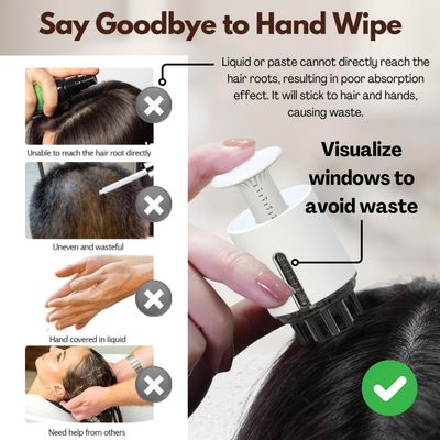 2 in 1 Scalp Applicator Comb, Hair Oil Applicator Brush, Minoxidil Serum Ointment Liquid Massager Brush for Hair Growth, Minoxidil Applicator Bottle Scalp Oil Dispense White