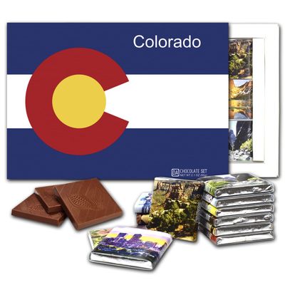 COLORADO State Chocolate Gift Set - 1 box, 5 x 7.5 inches -Flag 12