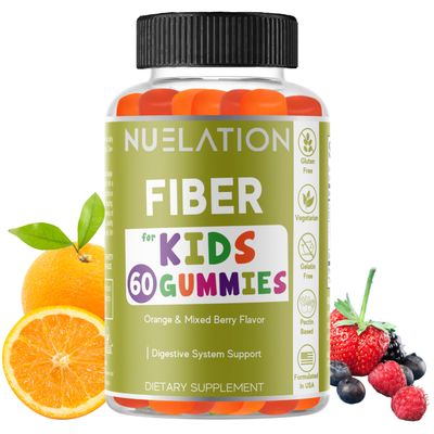 NUELATION Fiber Gummies for Kids - 60 Count - Vegetarian, Gluten Free, Gelatin Free, Fiber Supplement for Kids - Prebiotic Fiber for Kids to Support Digestion, Bowel Movement Immune Health