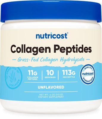 Nutricost Grass-Fed Collagen Powder 4 oz Unflavored Type I, Type III Collagen - Gluten Free and Non-GMO