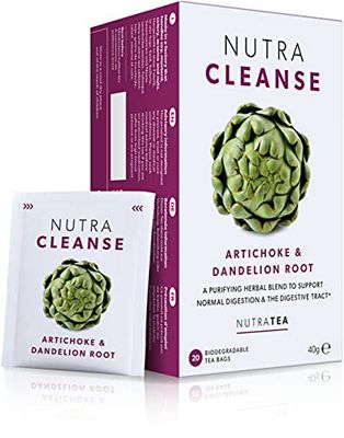 NUTRACLEANSE - Colon Constipation Tea - Full Body Detox - Includes Dandelion, Milk Thistle Burdock Root - 20 Enveloped Tea Bags