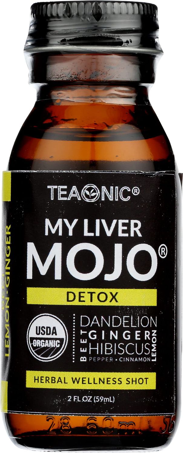 Teaonic My Liver Mojo Detox, Herbal Wellness Shot, USDA Organic, 2 Oz Pack of 6