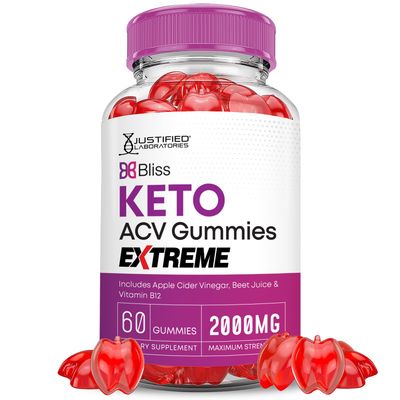 Bliss Keto ACV Gummies Extreme 2000MG Bliss Keto Gummies Apple Cider Vinegar Formulated with Pomegranate Beet Juice Powder B12 Vegan Non GMO 60 Gummys