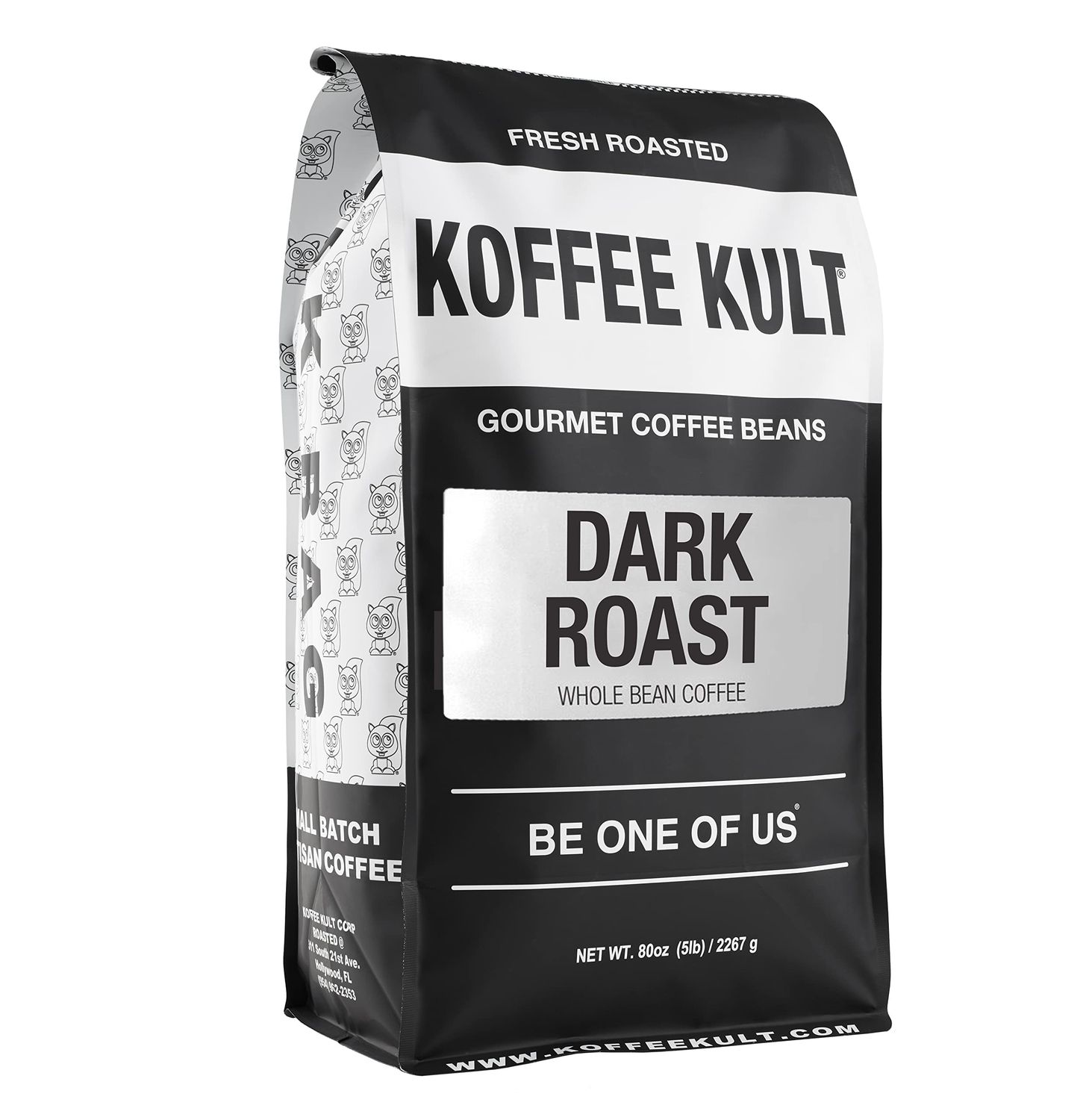 Koffee Kult Dark Roast Whole Bean Coffee 100 Arabica Coffee Beans Gourmet Artisan Blend with Chocolate Cinnamon Notes 80oz Resealable Bag