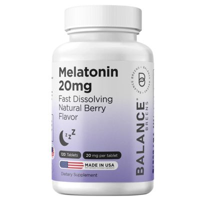 Balancebreens Melatonin 20mg Fast-Dissolve, 120 Tablets - Natural Sleep Aid for Restful Nights, Drug-Free Support for Relaxation and Tranquility