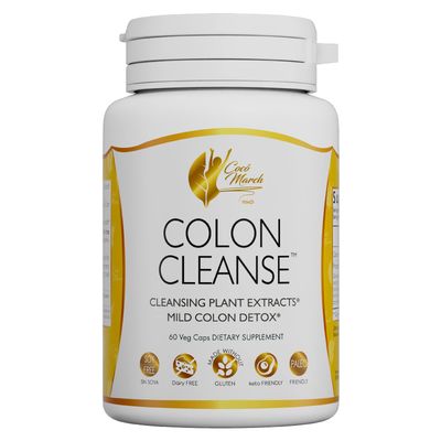 Coco March Colon Cleanse - Dietary Supplement, Cleansing Plant Extracts, Mild Colon Cleanse - Gluten Free, Dairy Free, Soy Free, Keto Friendly, Paleo Friendly, 60 Veg Caps - 15 Servings