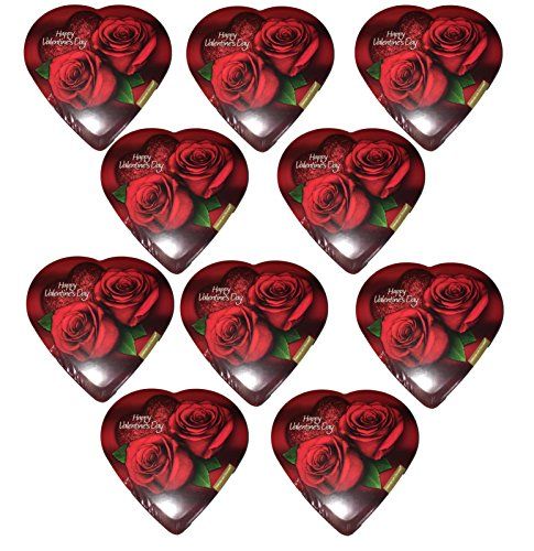 Valentine Rose Heart Shaped Chocolate Gift Box 2 oz Pack of 10