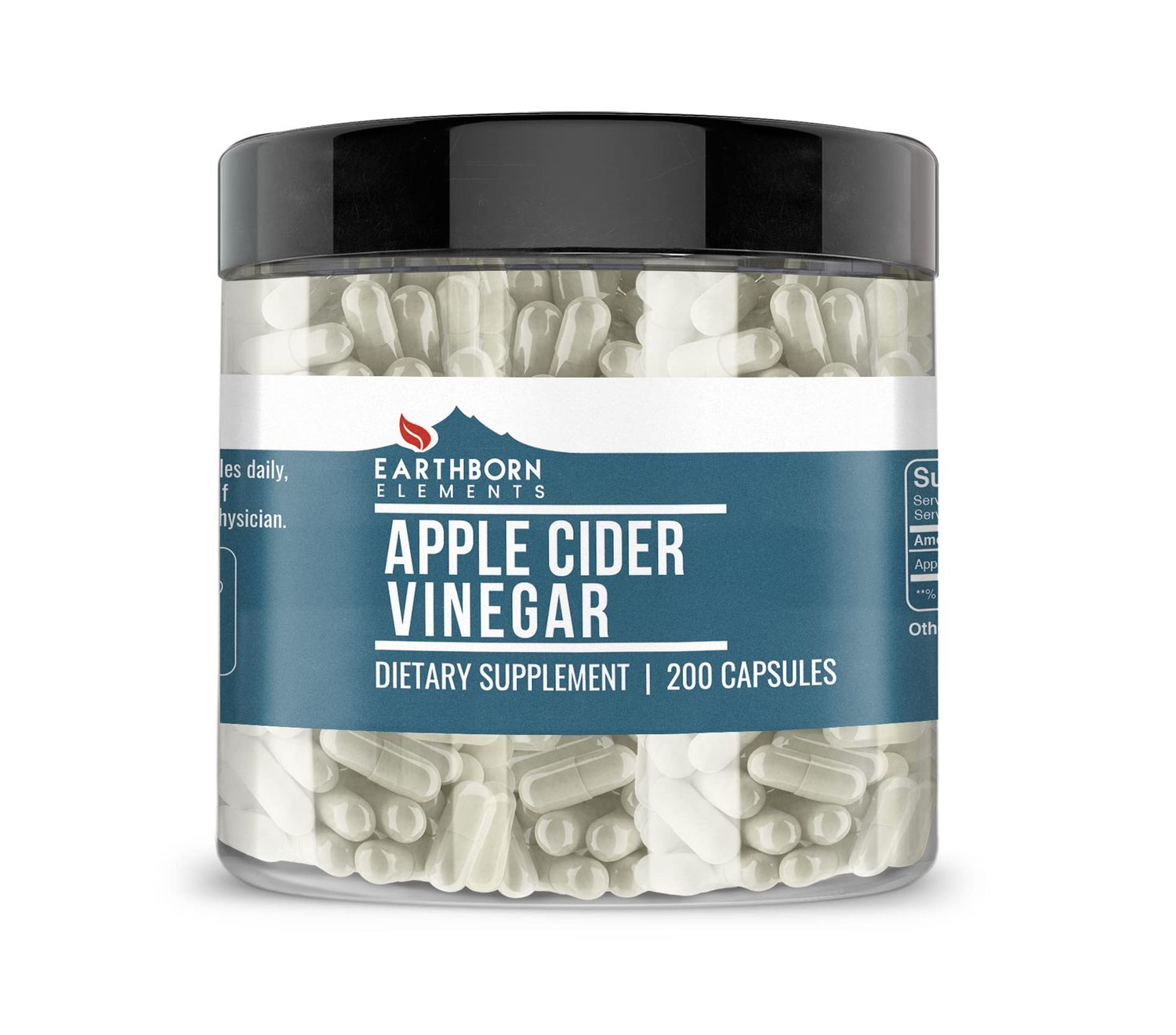 Earthborn Elements Apple Cider Vinegar 200 Capsules, Pure Undiluted, No Additives
