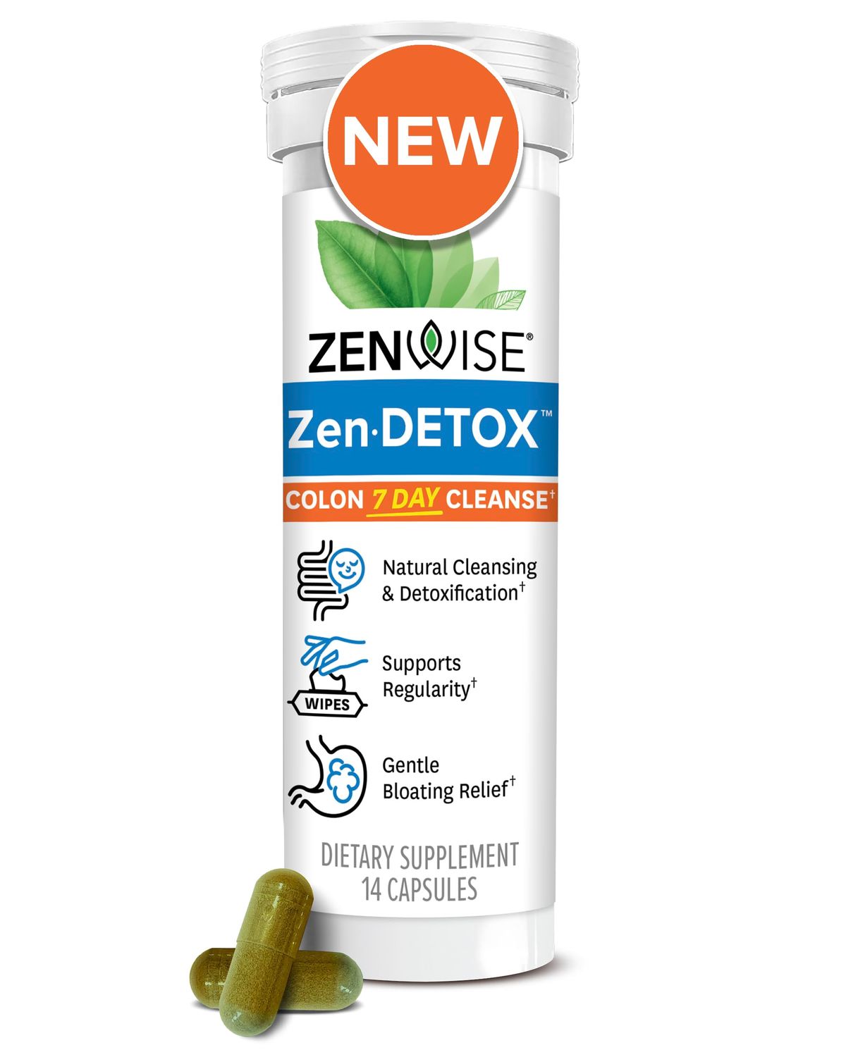 Zenwise Health 7 Day Cleanse - Detox Colon Cleanse for Men Women, Gut Cleanse Detox Pills for Digestive Health with Psyllium Husk, Senna Leaf, Bromelain, Ginger, ACV, and Probiotics - 14 CT
