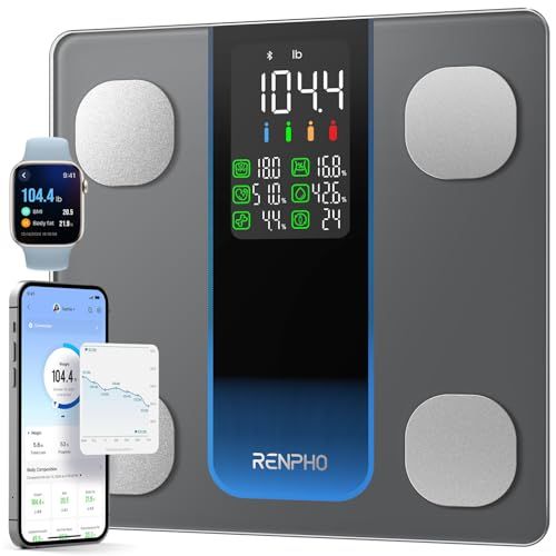 RENPHO Smart Scale for Body Weight, FSA HSA Eligible, Weight Scale with 7-in-1 Large Display for BMI, Body Fat, Muscle Mass, 13 Body Composition, High Accurate Bluetooth Scale, 500lbs, 11.8, Elis 2XL