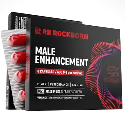 RB ROCKBORN Herbal Supplement for Men s Health with Horny Goat Weed and Tribulus Terrestris - Made in USA - 8 Capsules