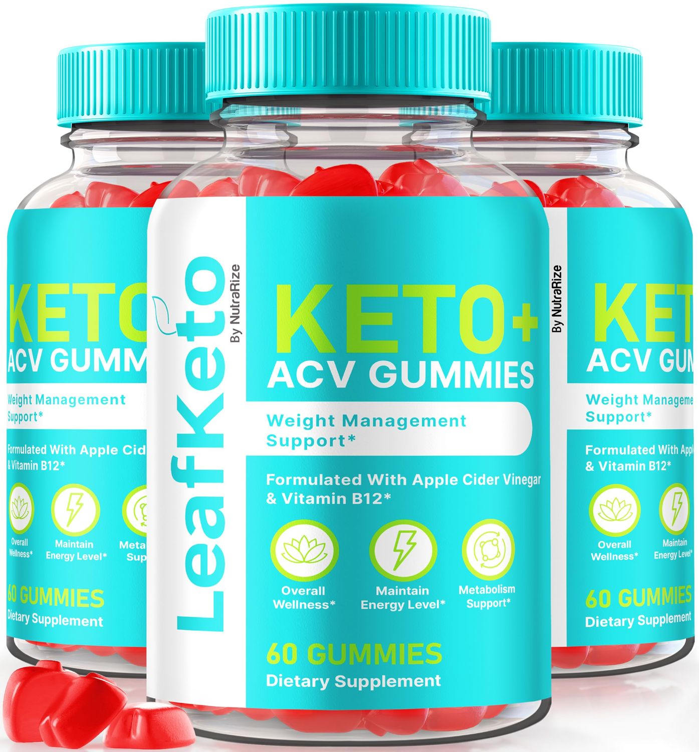 NutraRize 3 Pack Leaf Keto ACV Gummies, Official Keto ACV Supplement, Apple Cider Vinegar, Keto Plus ACV Gummy, All Natural LeafKeto, Leaf ACV Keto Gomitas Reviews 180 Gummies