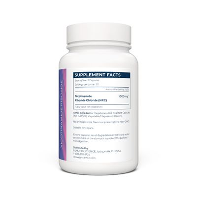 RENUE by Science Nicotinamide Riboside High Strength NAD Supplement 60 Nicotinamide Enteric-Coated Capsules - 1000mg Nicotinamide Riboside per Serving Manufactured in The USA Third-Party Tested