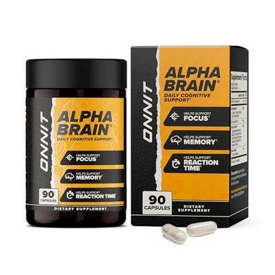 ONNIT Alpha Brain Nootropic Brain Supplement for Men Women Memory, Mental Clarity Cognitive Improvement Focus Capsules with L-Theanine, Vitamin B6 Phosphatidylserine 90 Count