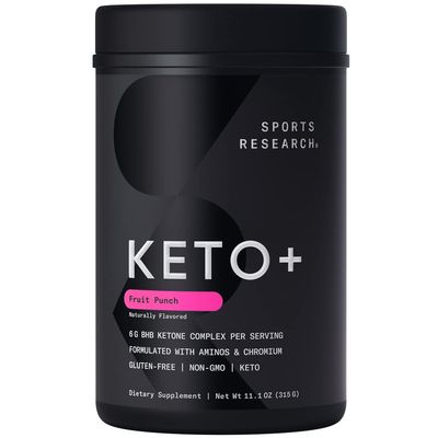 Sports Research Keto Plus Exogenous Ketones with goBHB - 30 Servings Keto Electrolyte Powder for Hydration, Energy, Focus Ketosis Keto Certified, Vegan Friendly Fruit Punch