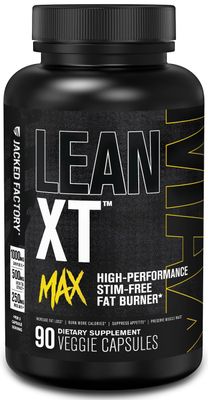 Jacked Factory Lean-XT Max - High-Performance Stim-Free Fat Burner with Carnipure, Green Tea Extract, InnoSlim, ForsLean for Increased Metabolism, Weight Loss, Appetite Suppression - 90 Count
