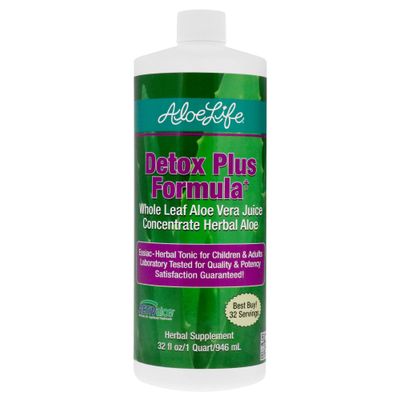 Aloe Life - Detox Plus Formula, Aloe-Based Detox Supplement, Aloe Vera Cleanse, Promotes Healthier Digestion, Concentrated Aloe Herbal Tonic, Gut Health Detox for Wellness 32 oz.