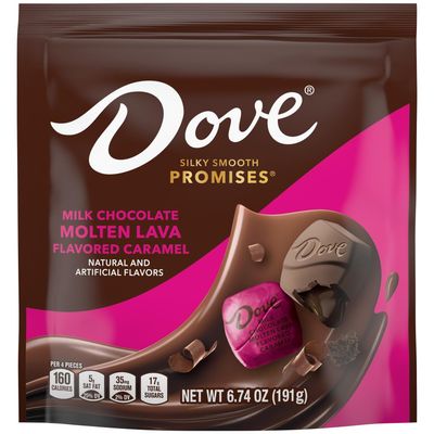 DOVE PROMISES Milk Chocolate Molten Lava Caramel Candy, 6.74 Oz Bag Pack of 8