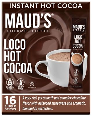 Mauds Dark Hot Chocolate Instant Packets, 16 ct, Instant Hot or Iced Chocolate - Just add water