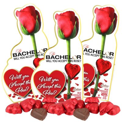 Sweetzo Bachelor Will You Accept This Rose Milk Chocolate Flavored Hearts, 2025 Gift for Her Pack of 3