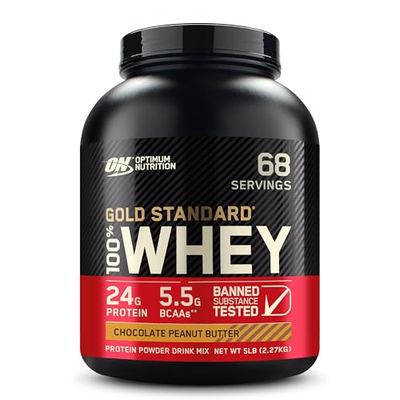 Optimum Nutrition Gold Standard 100 Whey Protein Powder, Chocolate Peanut Butter, 5 Pound Packaging May Vary