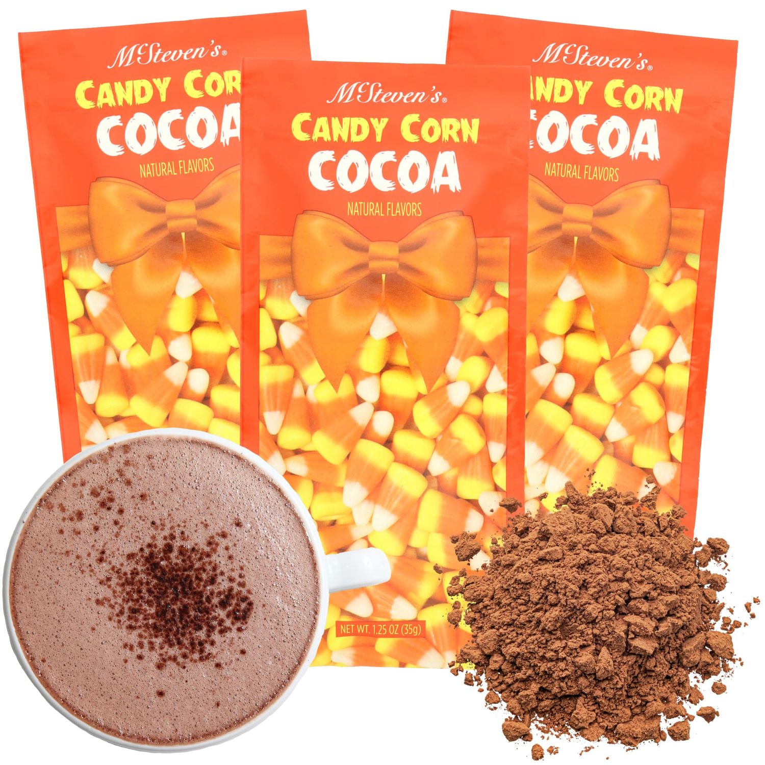 Candy Corn Flavored Cocoa Packets, Individual Packets of Hot Chocolate Mix, Halloween Party Favors, 1.25 Ounces, Pack of 3